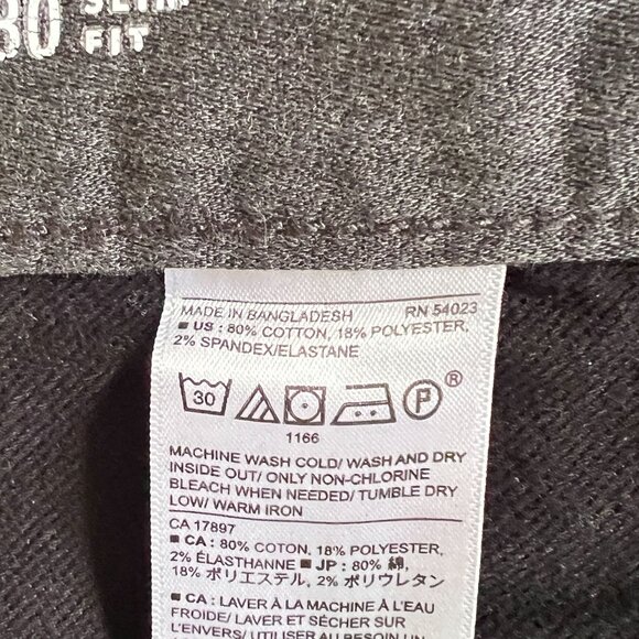 Banana Republic Travel Jean Slim Fit Mens 34x30 5-pocket Pants Dark Gray - Picture 10 of 14